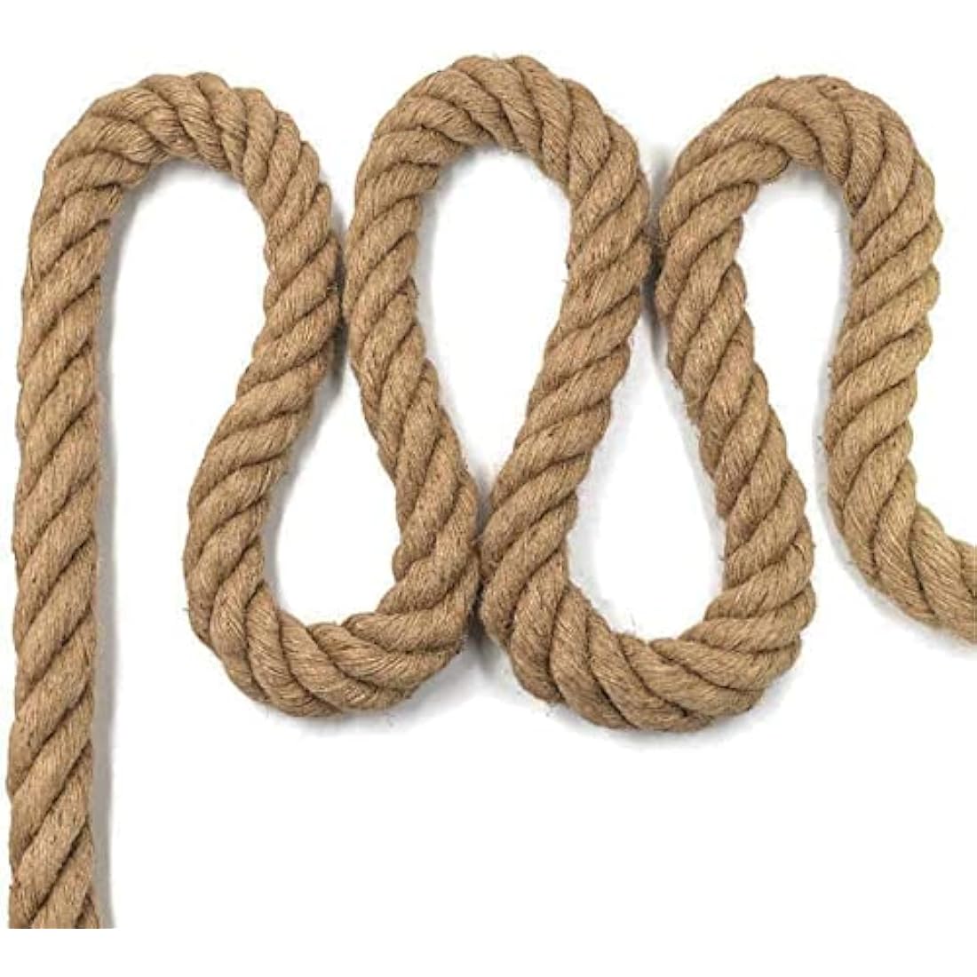 Aoneky Jute Rope - 20/25/30/40mm Heavy Duty Twisted Natural Hemp Rope for Garden, Tug of war, Nautical, Cat Scratching Post, Chandelier, Climbing Hammock and DIY Art Ideas for Decorate (40mm / 15m)