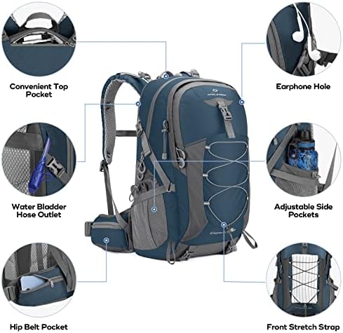 Maelstrom Hiking Backpack, Camping Backpack, 40L/50L Waterproof Hiking Daypack with Rain Cover, Lightweight Travel Backpack