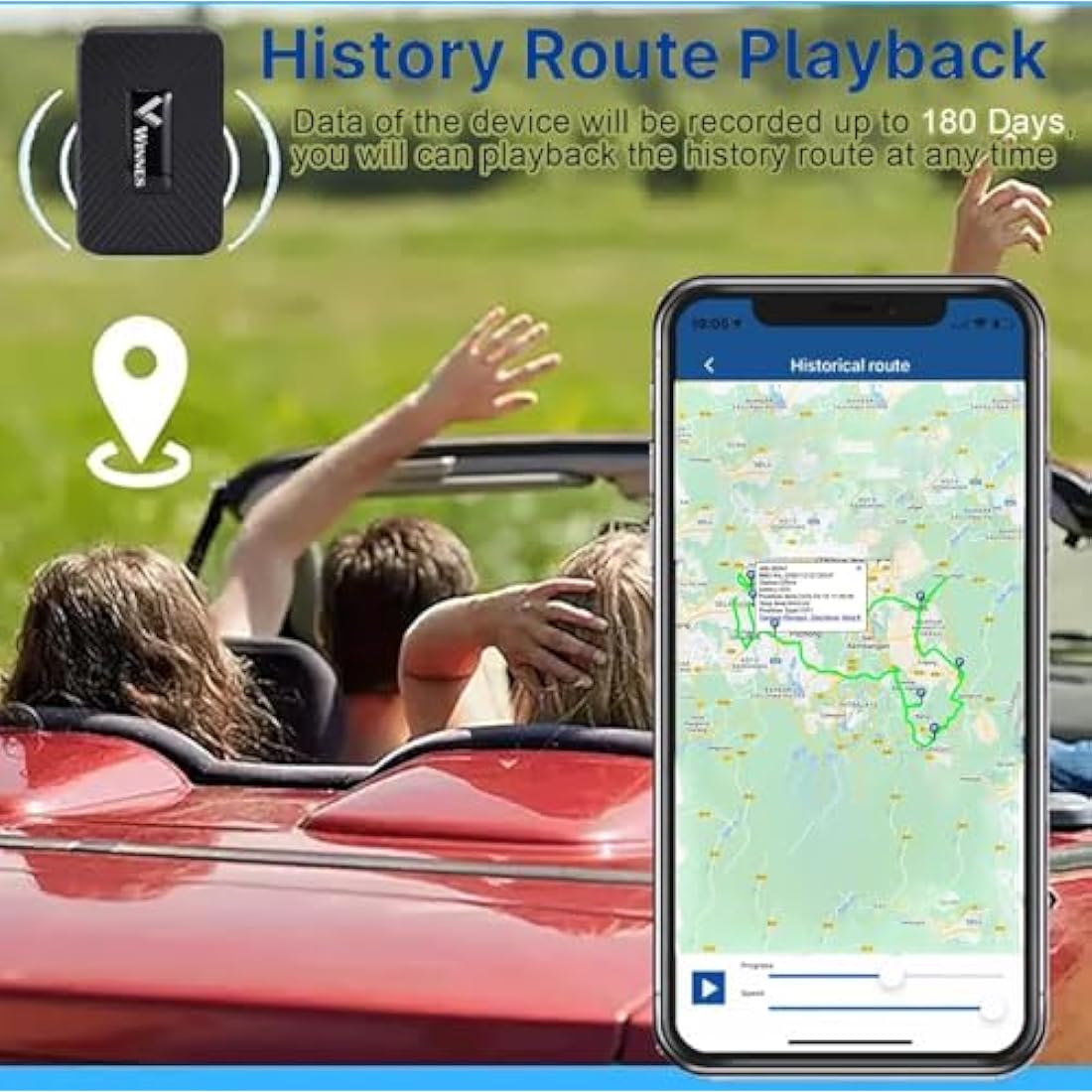 Mini GPS Tracker, Zeerkeer Portable Real-Time GPS Locator for Vehicles, Cars, Kids, Persons, Assets - Hidden Tracking Device with Geo-Fence/Vibration Alarm Personal Tracking TK913