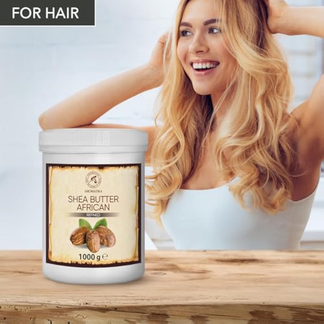 Shea Butter 1000g - Butyrospermum Parkii - Karite - Body Butter - Refined - Sheabutter for Beauty Care - Massage - Body Moisture - Lip Care - Hand & Nail Care - Hair Care