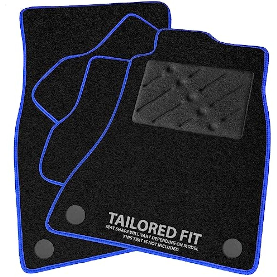 Car Mats FOR BMW 1 Series (F20/F21) 2011-2019 Black Carpet - Blue Ribbed Trim - Black Rectangle Heel Pad [SAPP-1372]