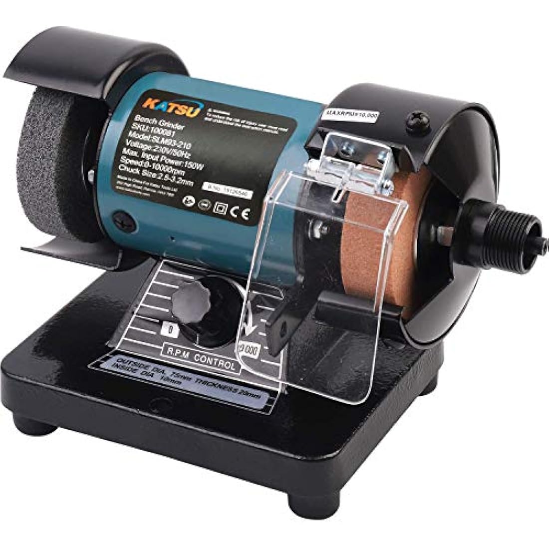 KATSU Mini Bench Grinder, 3 Inch 70mm Multi-Function Art Craft Electirc Polisher Sander Sharpener with Flexible Drive Shaft Grinding Attachment for Precise Work 100081