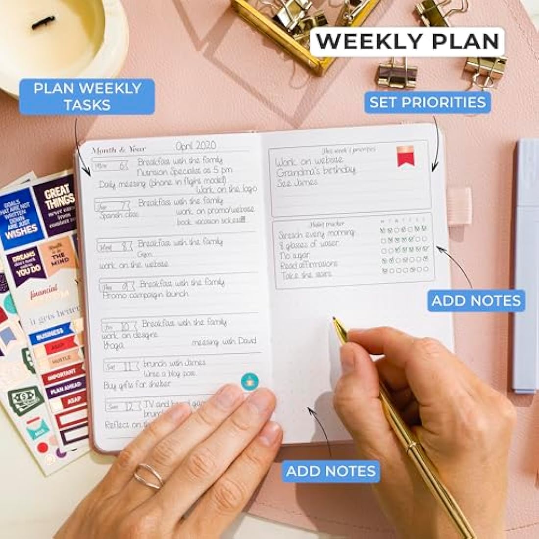 GoGirl Planner and Organizer for Women – Pocket Weekly Planner, Goals Journal & Agenda for Time Management & Productivity. Undated (Rose Gold)
