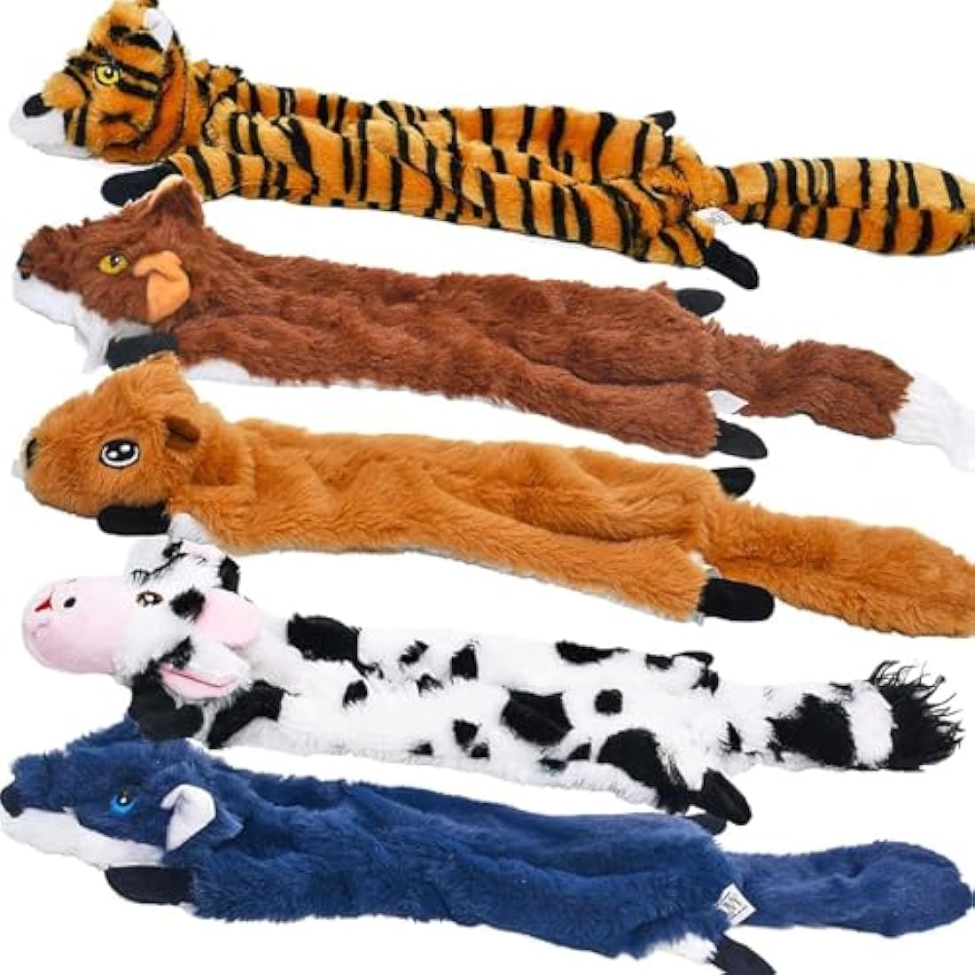 SHARLOVY Dog Squeaky Toys 5 Pack, Pet Crinkle Toy No Stuffing Animals Plush, Dog Chew for Large and Medium, Doggie Teething for Boredom