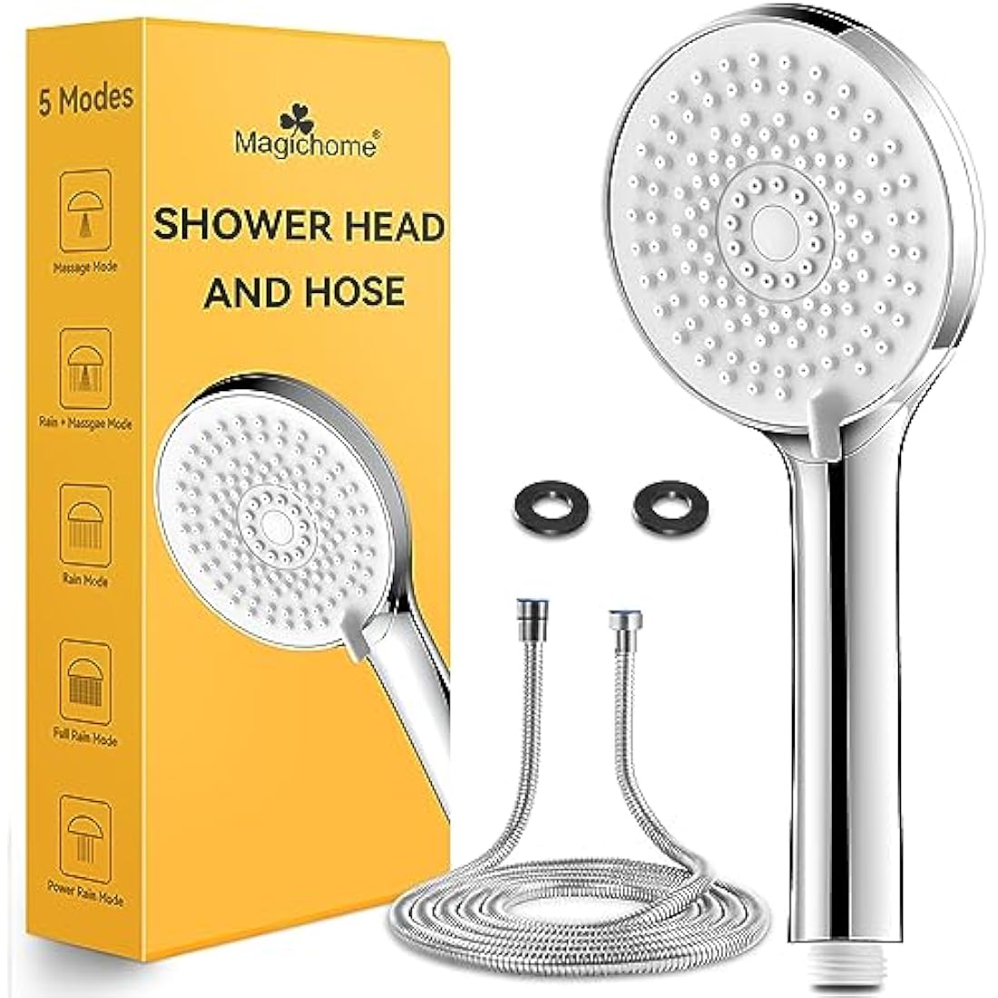 Magichome Shower Head and Hose 2M, Shower Head High Pressure with 5 Modes, Universal Handheld Showerhead to Increase Pressure