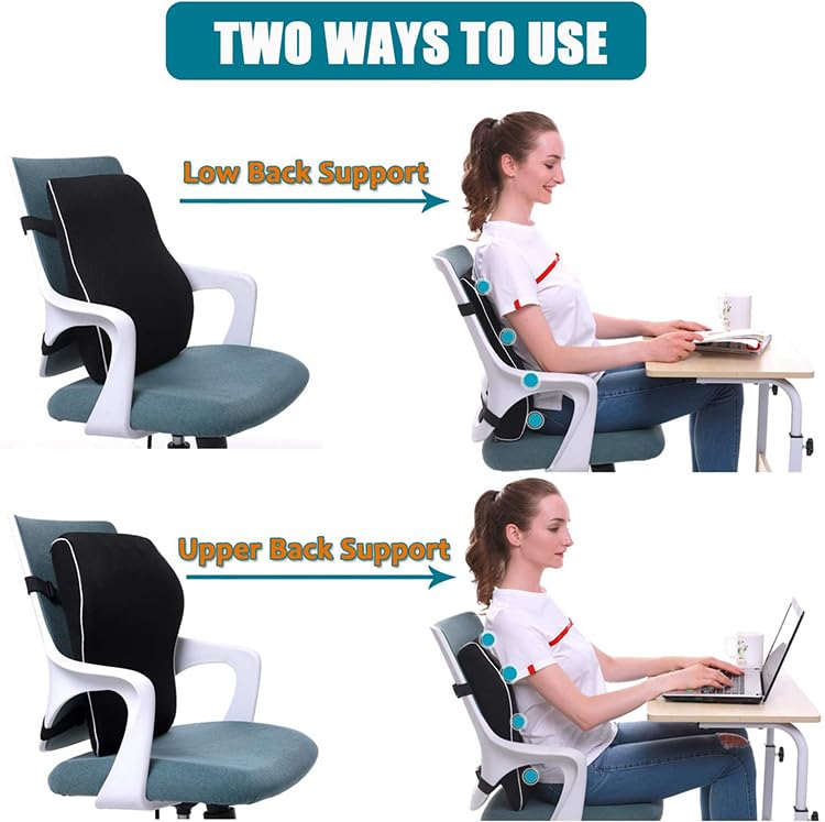 MarysDe@lz Lumbar Pillow Cushion, Memory Foam Back Support Cushion Lumbar Support for Office Chair, Car Seat, Recliner