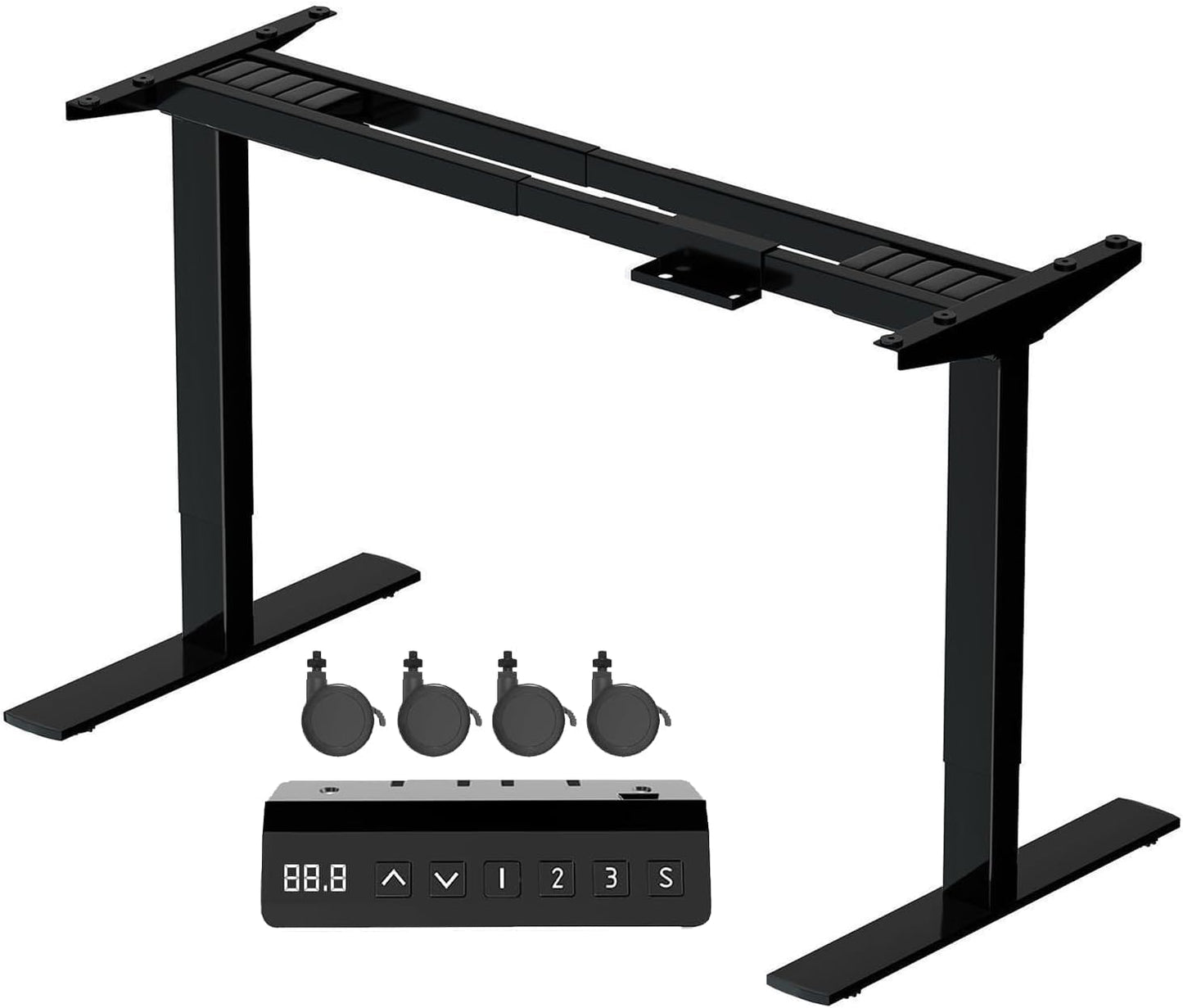 JUMMICO Height-adjustable desk frame with 2 strong motors, table frame, height adjustable with 3 memory controls, for sit-stand (Black)