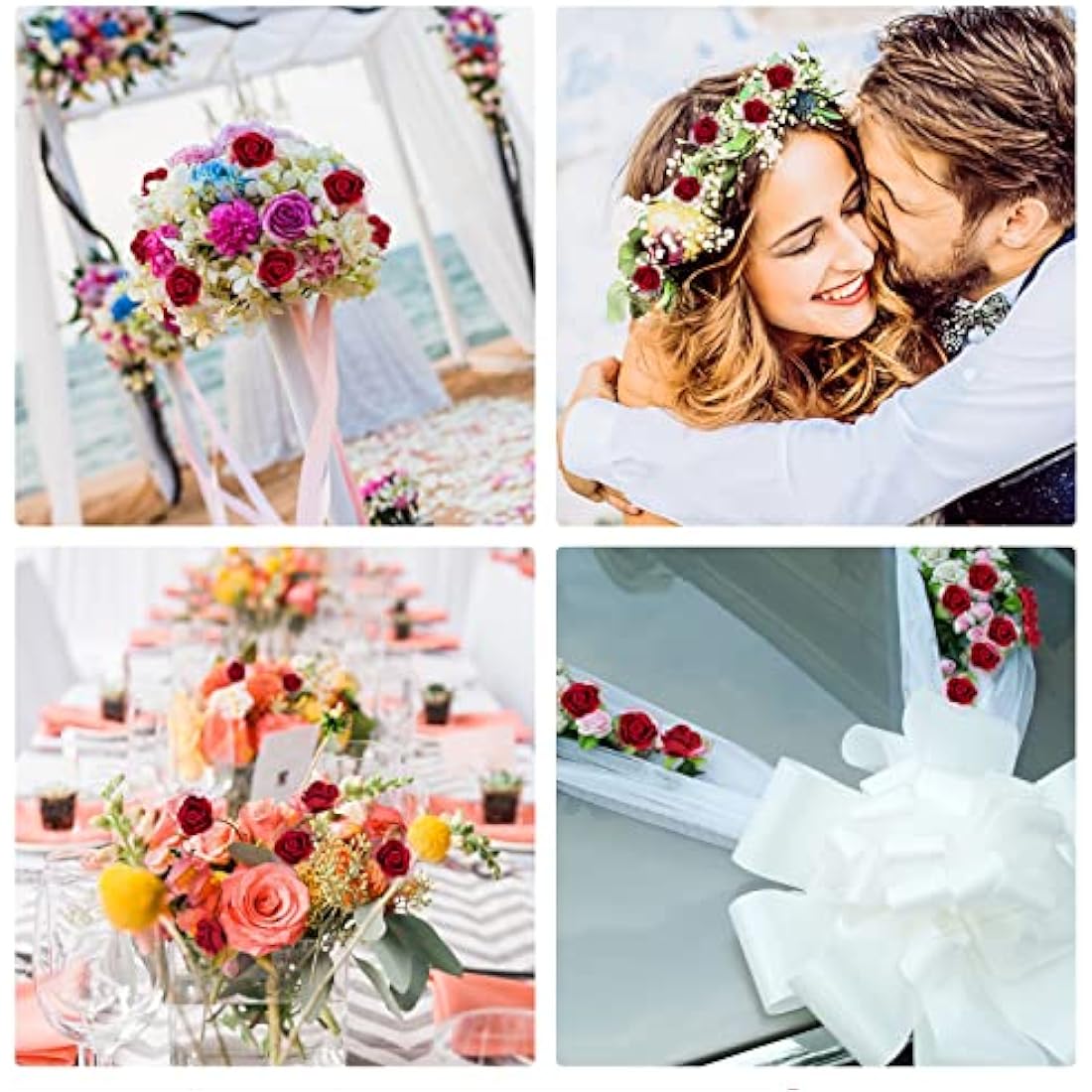 MWOOT Dark Red Roses Artificial Flower Heads, 144Pcs Mini Foam Roses for Crafts, Small Fake Roses Flower for DIY Wedding Halloween Party Festival Valentine's Day Decoration, 2.5CM Faux Flower Heads