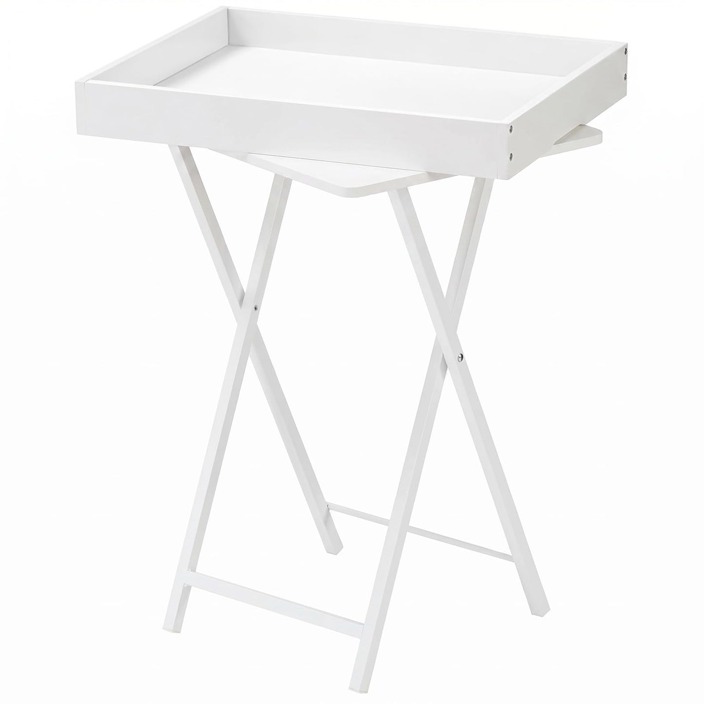 HOOBRO Folding TV Tray Table for Eating, Snack Dinner Side Table with Removable Serving Tray, Foldable Bedside Occasional Coffee Table