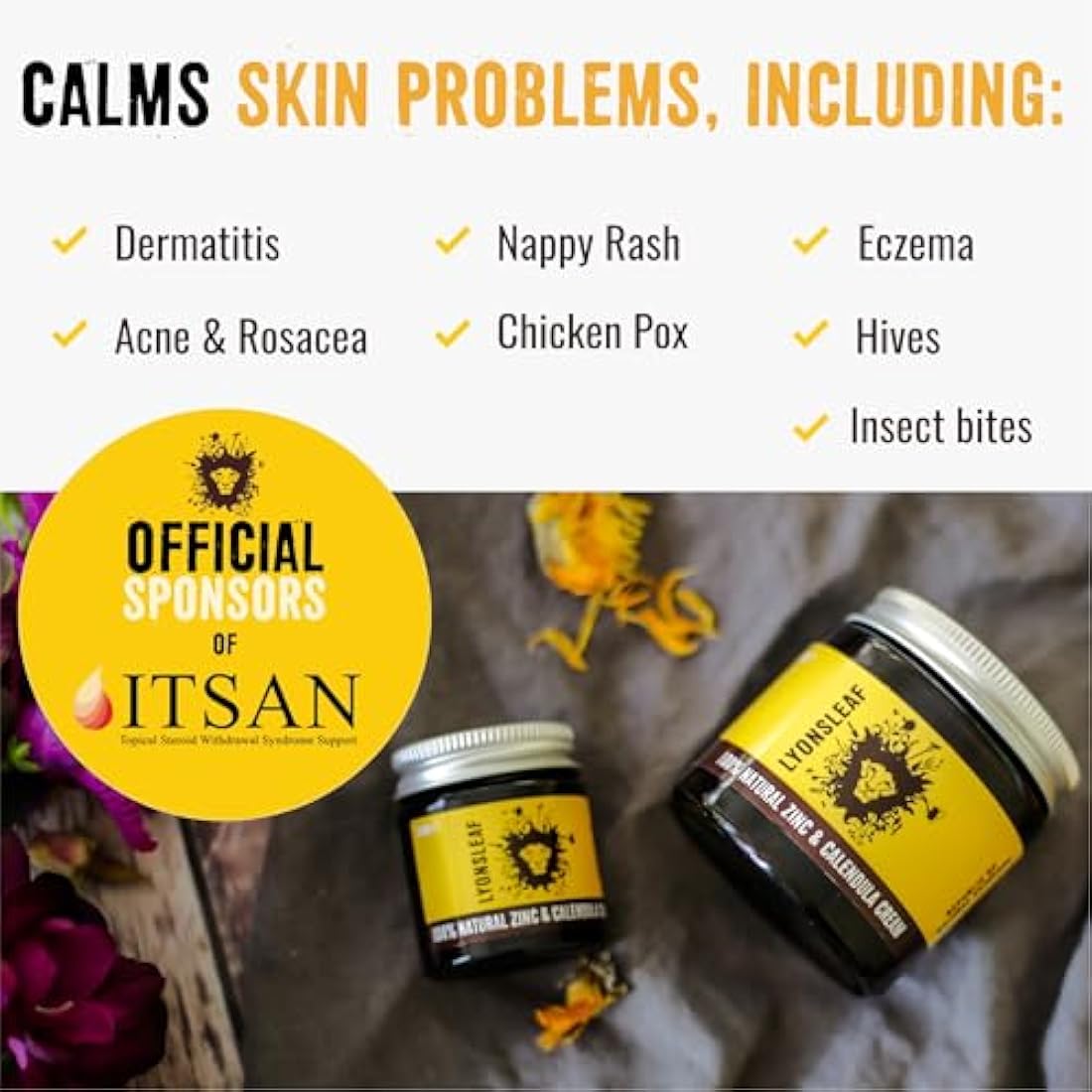 Zinc and Calendula Cream 100% Natural - for perioral dermatitis, rosacea, acne, nappy rash cream, spots, blemishes, breakouts, rashes 120ml