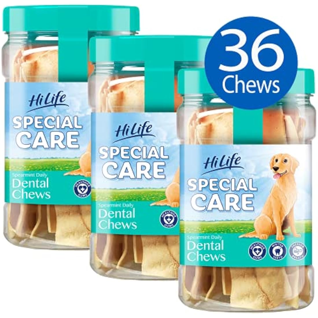 Special Care Spearmint Flavour Daily Dental Chews for Dogs, For Healthier Gums, Whiter Teeth & Fresher Breath, Help Reduce Tartar Build Up (36 Chews)