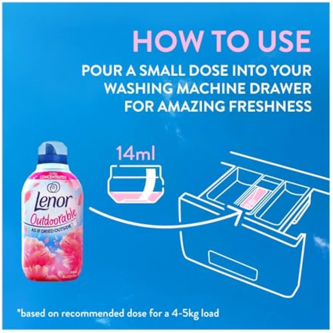 Lenor Outdoorable Fabric Conditioner Pink Blossom 55 Washes, 770ML - Ultra Concentrated Freshness- 100% Recycled Bottle