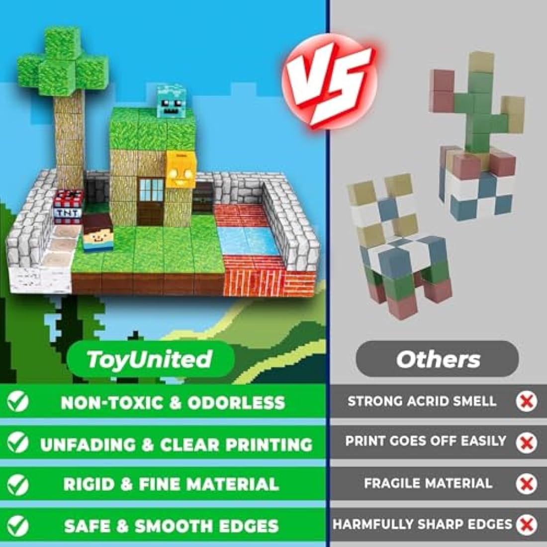ToyUnited Magnetic Blocks-150PCS Magnetic Building Blocks Tiles Stacking, Construction Toys STEM Sensory Toys for Toddlers Kids Boys Girls Ages 3 4 5 6 7 8 9 10 Christmas Easter Birthday Gifts