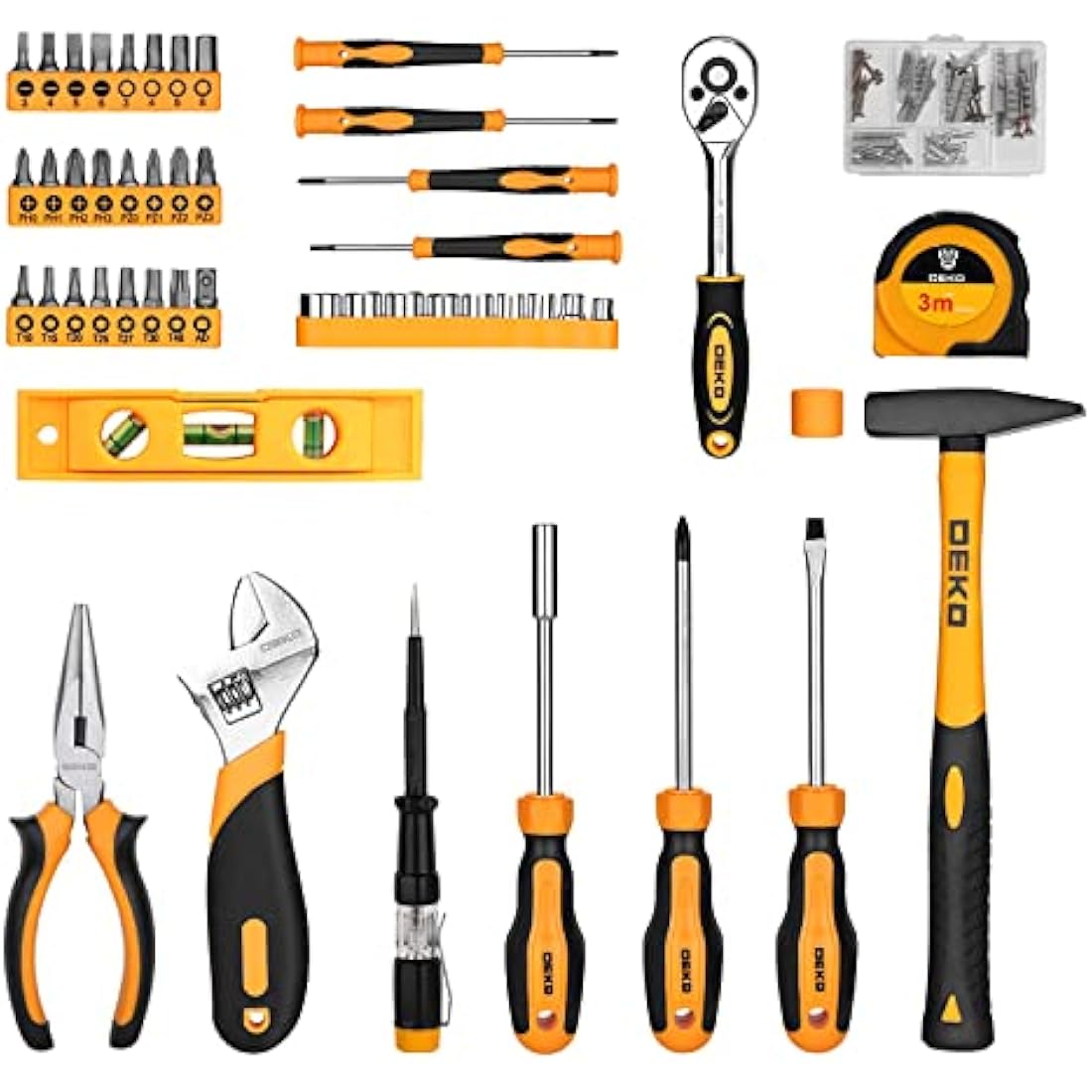 DEKOPRO 138 Piece Home Tool Kit, Universal Repair Tool Set with Plastic Tool Box Storage Case