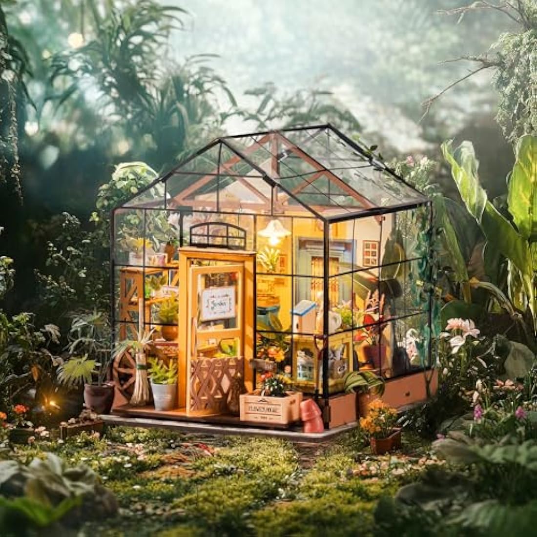 Rolife DIY Miniature Dollhouse Kit 1:24 Scale Wooden Greenhouse Mini House Furniture Women Girls Boys Gift Birthday Christmas Valentine
