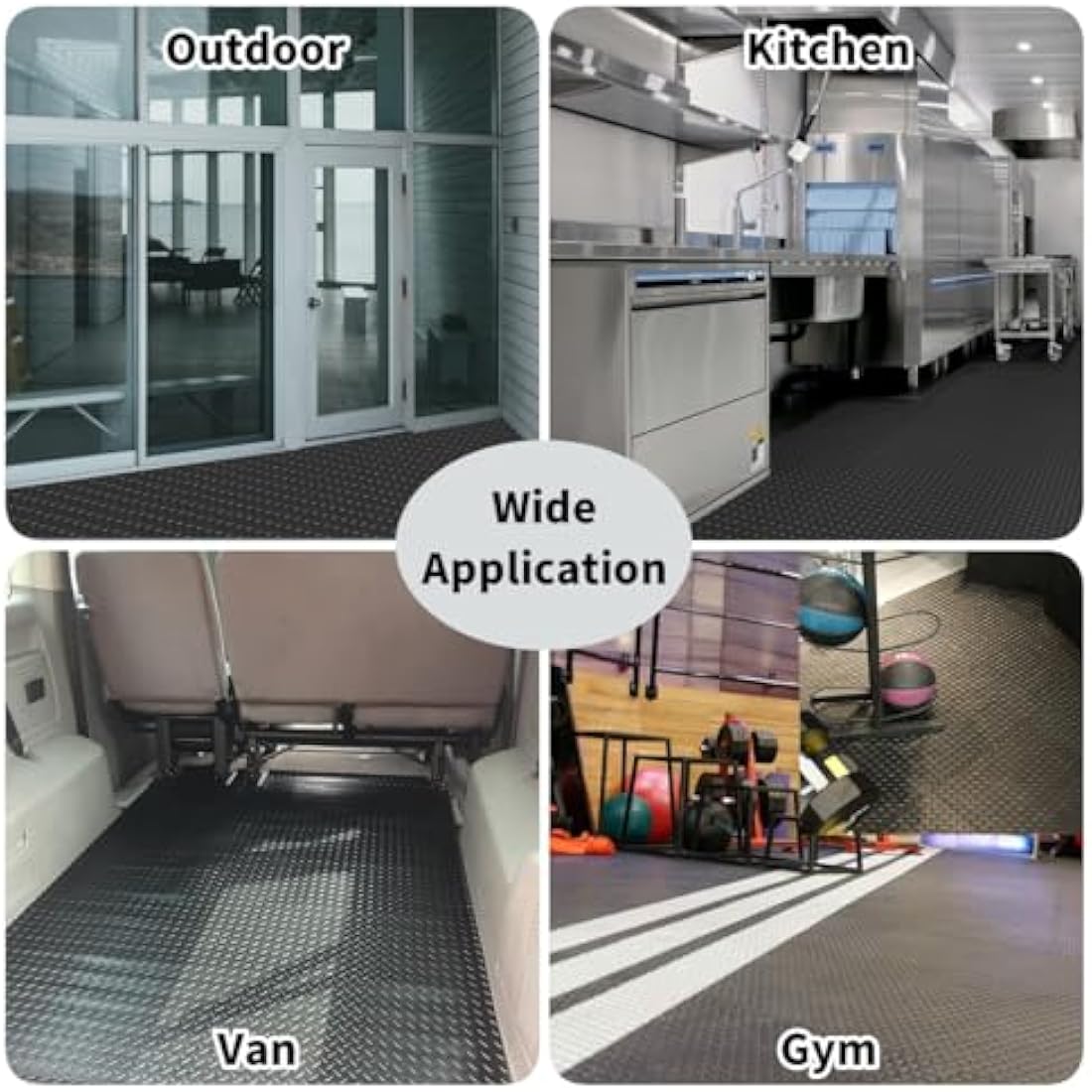ybaymy Garage Floor Mats, 1 X 5m Waterproof Garage Flooring Matting, Heavy Duty Anti Slip Rubber Mat, Commercial Rubber Matting Roll for Workbench, Kitchen, Gym, Shed Flooring, Van Flooring