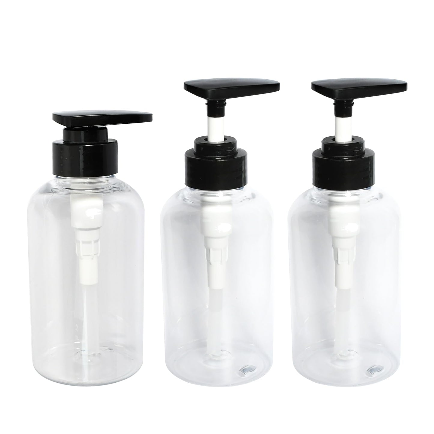Rieoany 300ml Plastic Soap Dispenser 3 Pack, Refillable Pump Bottle for Shampoo Conditioner