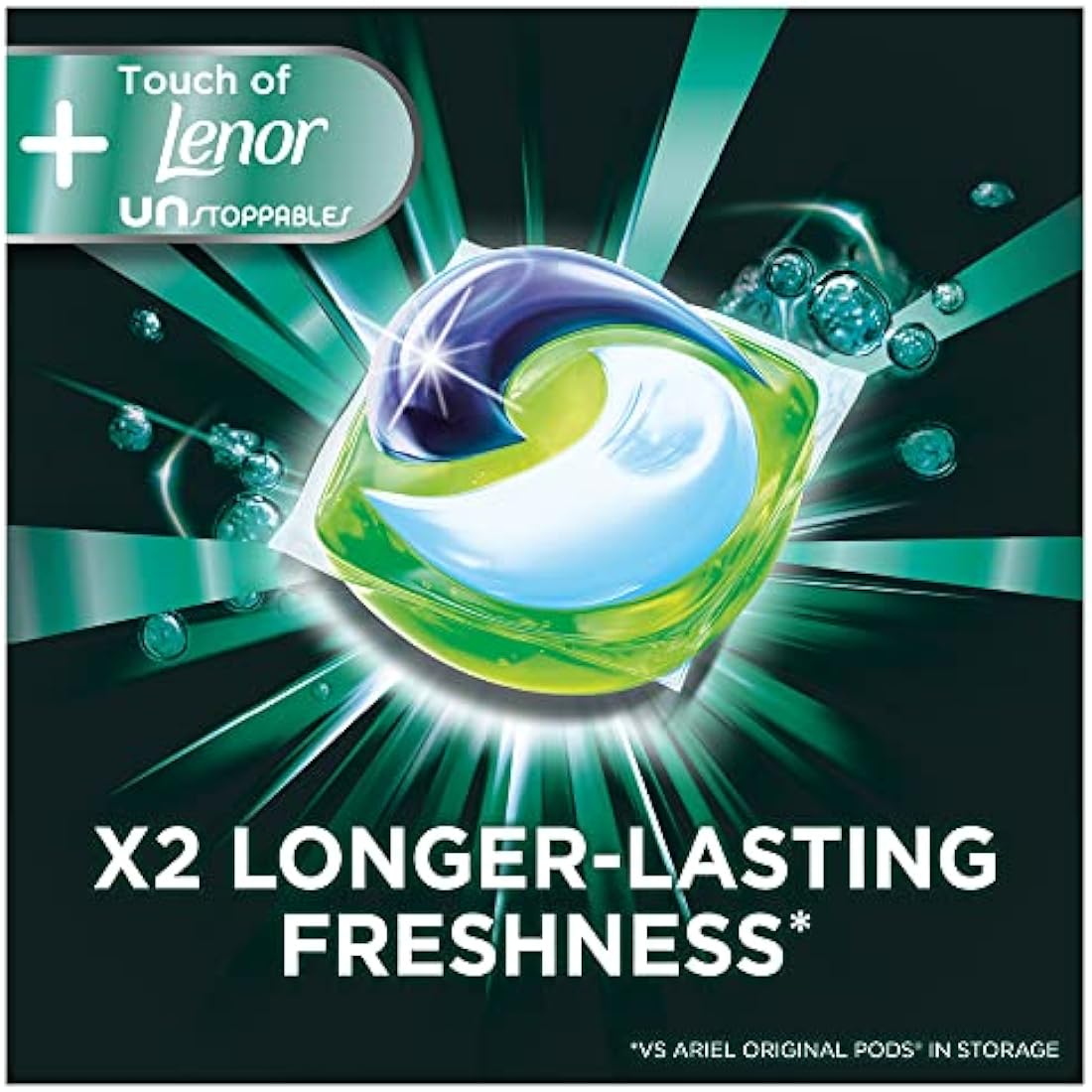 Ariel All-in-1 PODS Washing Liquid Laundry Detergent Tablets/Capsules, 120 Washes (60 x 2) Stain Remover For Clothes with Lenor Unstoppables, 2x Longer Lasting Freshness*