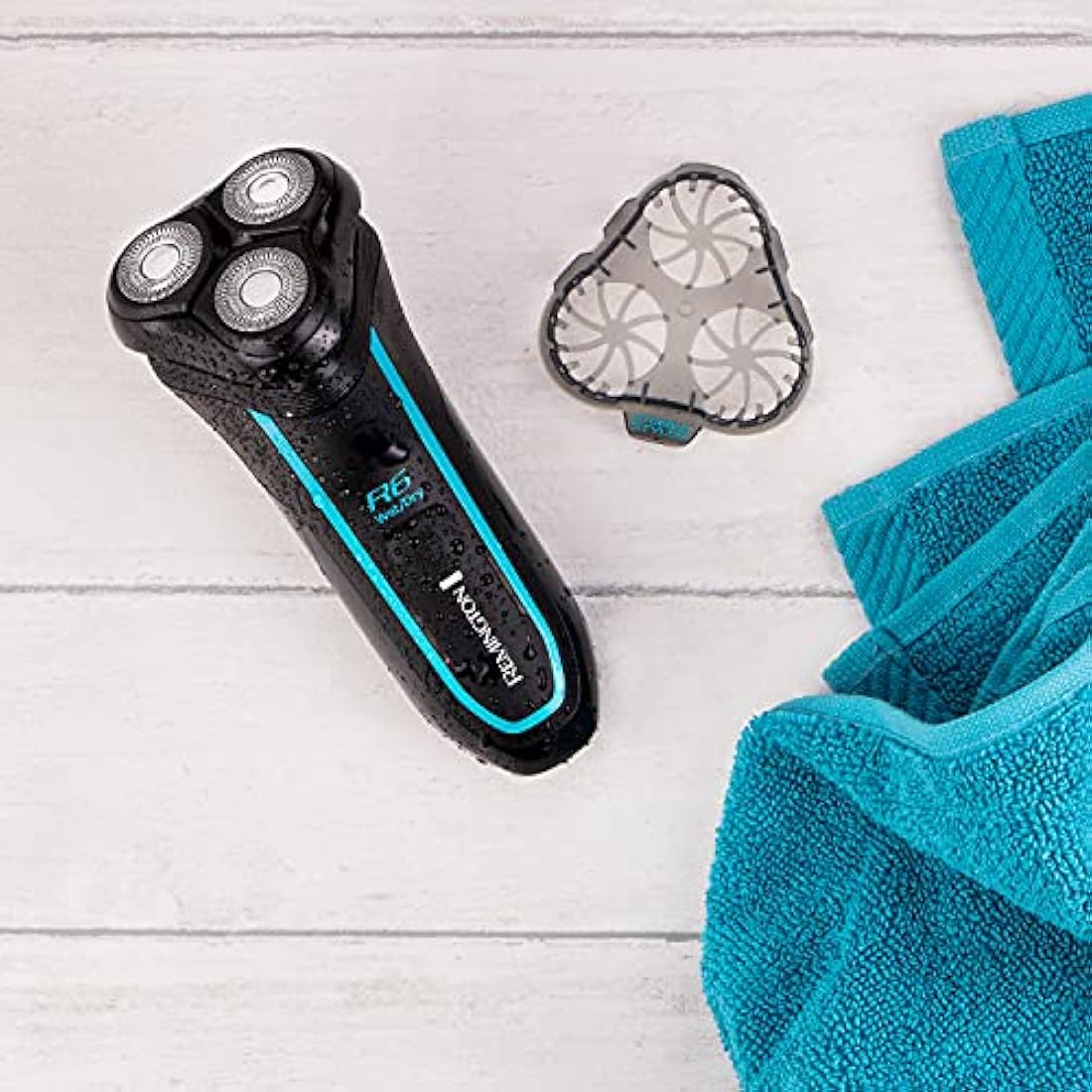 Remington R6 Aqua Men's Electric Shaver (Cordless, Wet & Dry, 100% Waterproof, Rotary Shaver, Pop-up Detail Trimmer, USB Charging, 60-Minute Usage, 90-Minute Charge with 5-Min Quick Charge) R6000