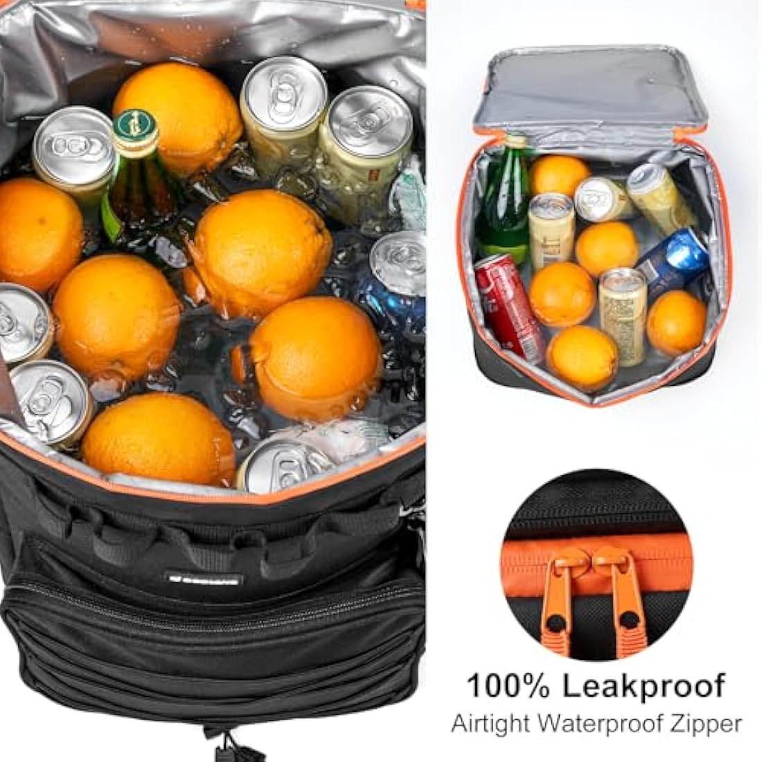 Odoland Cooler Box on Wheels, Leakproof Insulated Soft Rolling Cooler Bag with Stable All Terrain Cart and Handle Collapsible for Camping Beach Fishing Picnic with 6 Ice Cold Pack