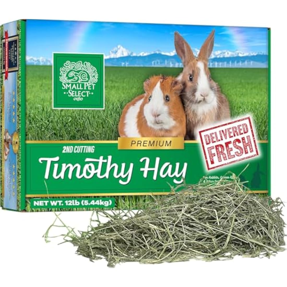 Small Pet Select 2nd Cutting Timothy Hay for Rabbit, Guinea Pig, Bunny, Chinchilla and Other Small Animals, Premium Natural Hay Grown in The US, Perfect Blend Pet Food, 5 LB (2.26kg)