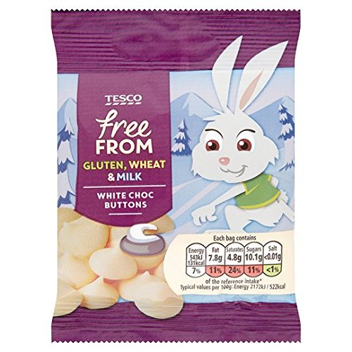 Tesco Free From White Chocolate Buttons 25G