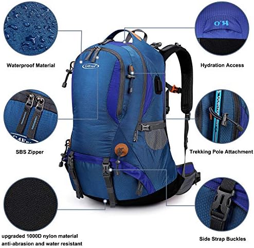 G4Free Hiking Backpack 50L Waterproof Backpack with Rain Cover for Mountaineering Travel Camping Trekking Outdoor Sports for Men Women