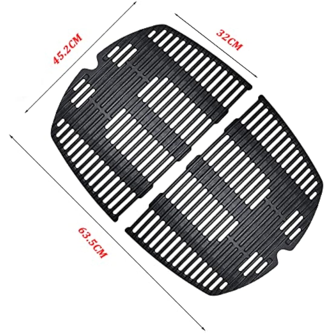 GFTIME 7646 Cast Iron Cooking Grid Grate for Weber Q300 Q320 Q3000 Q3200 Series Gas Grills, Replacement Spare Parts for Weber 7646 7584, (63.5 x 45.2cm in Total), 2 Pack