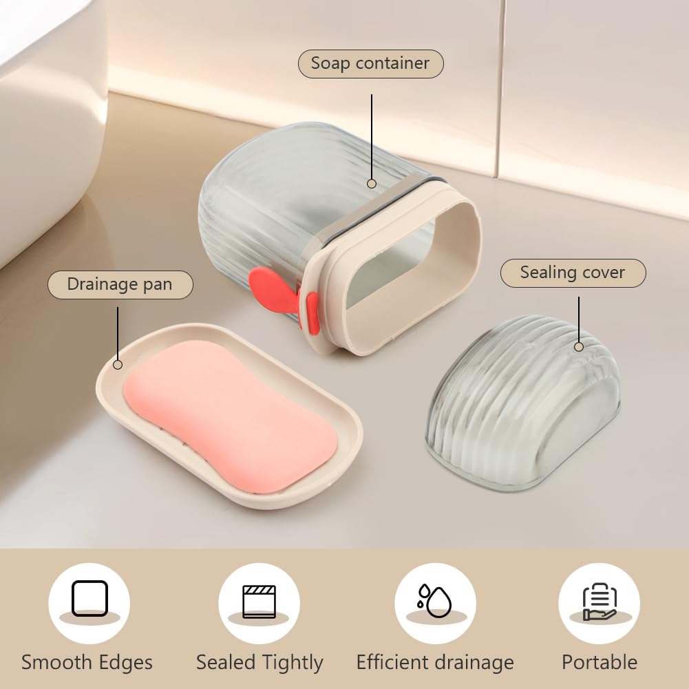 Travel Soap Case With Drain, 2pcs Leakproof Soap Container With Lid, Portable Dish Storage For Bathroom, Shower, Gym, School, Camping, Vacation