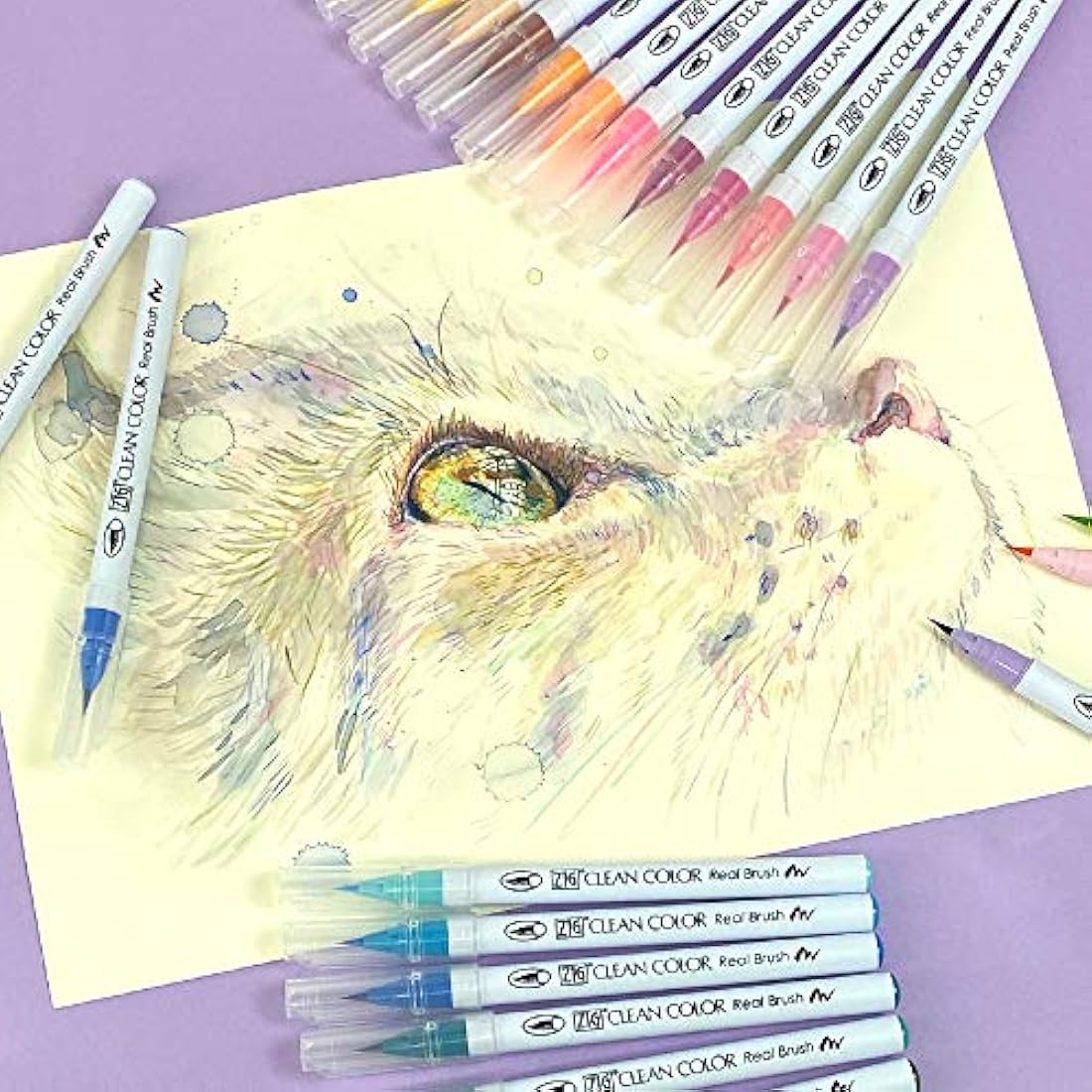 Kuretake Clean Color Real Brush Watercolour Brush Pens (Set Of 36 Colours)