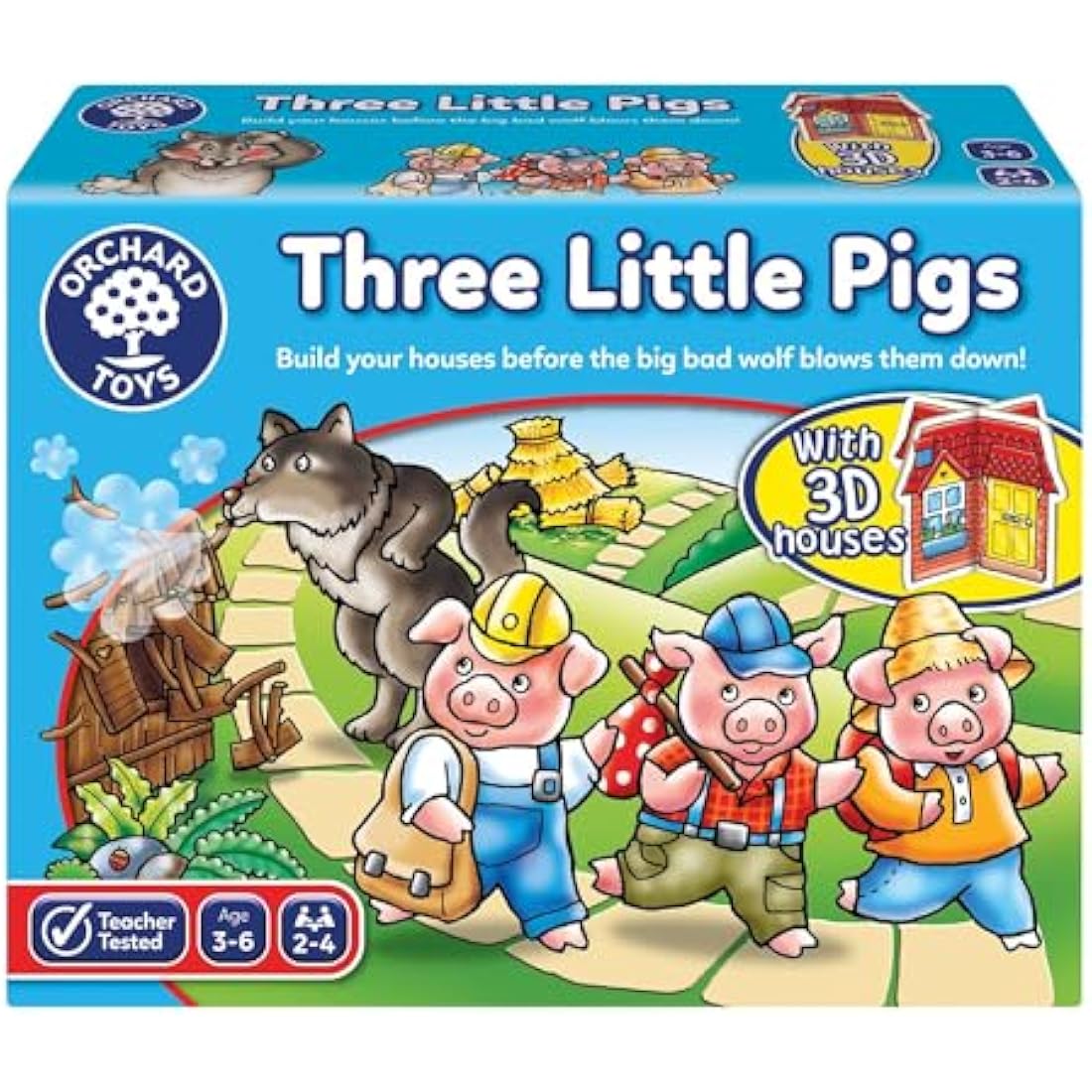 Orchard Toys Three Little Pigs Game, Fun Board Game for Children Age 3-6, Family Game Toy, Assorted Colours Lime Green