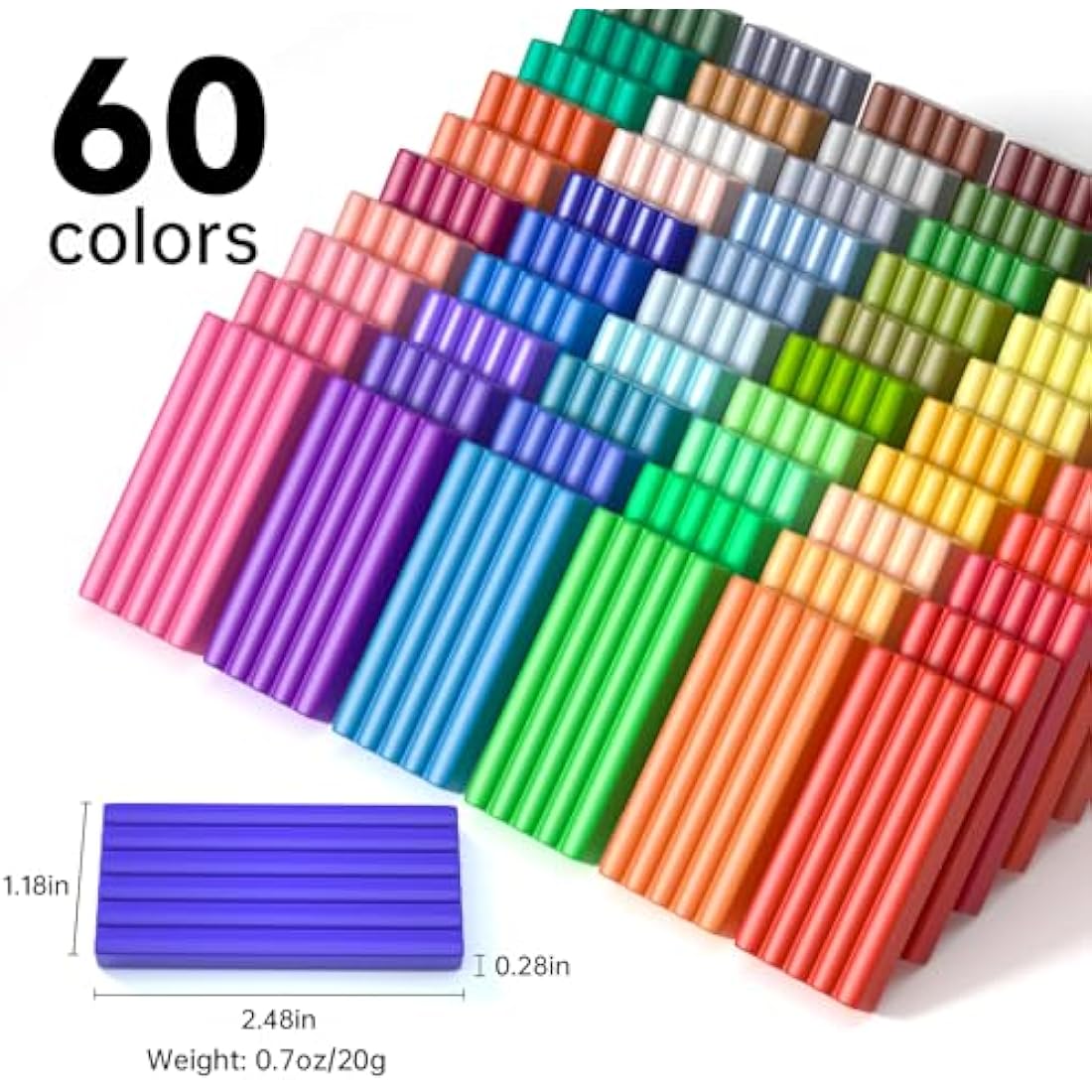 Shuttle Art Polymer Clay, 60 Colours Oven Bake Modeling Clay Kit with 19 Sculpting Clay Tools and Accessories, Non-Stick, Non-Toxic, Ideal DIY Craft for Kids