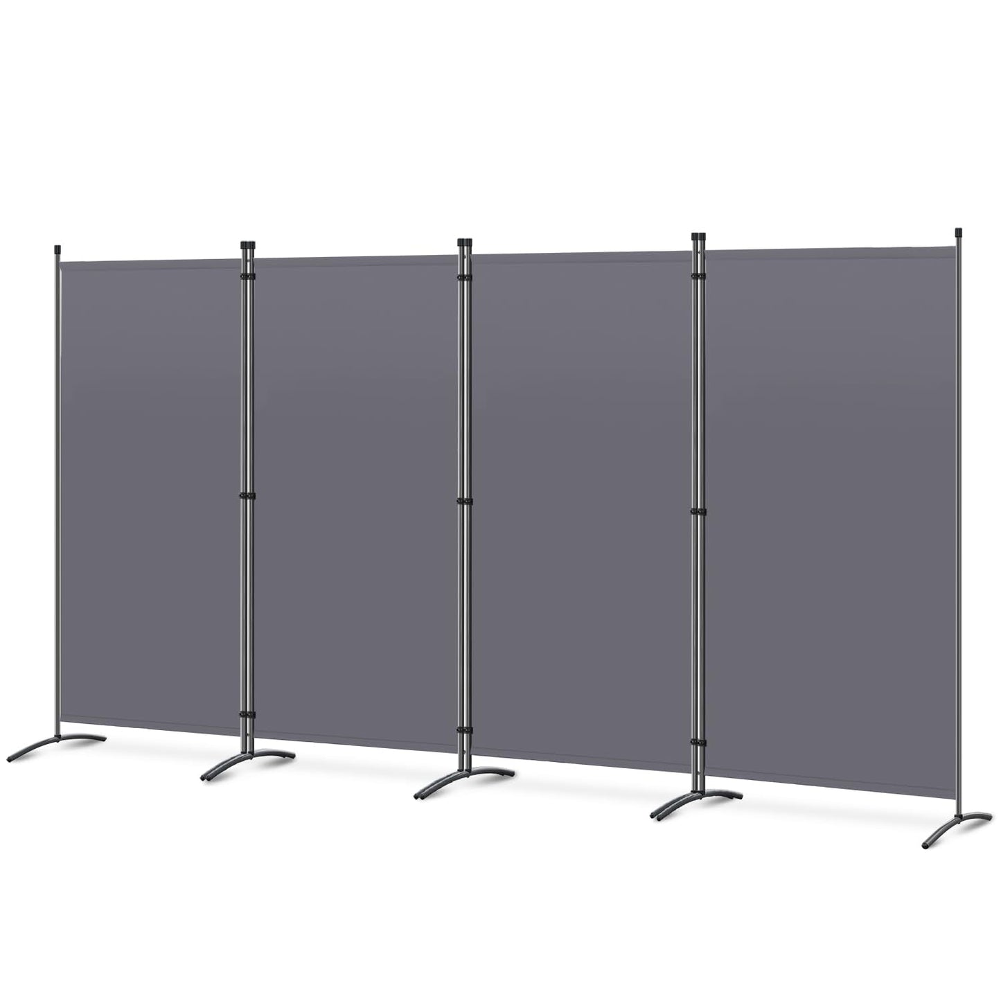 Angel Living 4 Panels Folding Room Divider | Privacy Screen with Polyester Fabric & Sturdy Iron Frame | Freestanding Partition for Office, Bedroom