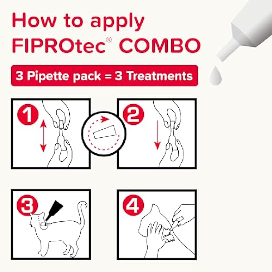 Beaphar - FIPROtec® COMBO for Cats – 3 pipettes - Kills Fleas, Flea Eggs, Flea Larvae & Ticks - Stops Fleas Multiplying on Pet and in Home - Vet Strength Cat Flea Treatment