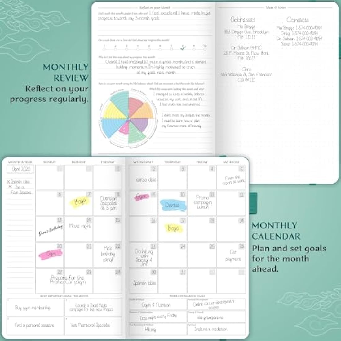 Legend Planner Hourly Schedule – Weekly & Daily Organizer with Time Slots. Appointment Book Journal for Work, Undated, A5 (Viridian Green)