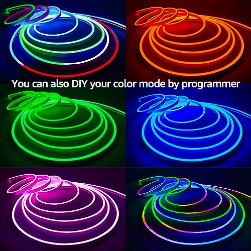Tesfish 12V WS2811 Neon LED Strip Lights, RGB LED Pixel Strip 5 Meters Flexible IP65 Waterproof Tape Full Color Individually Addressable Smart Light