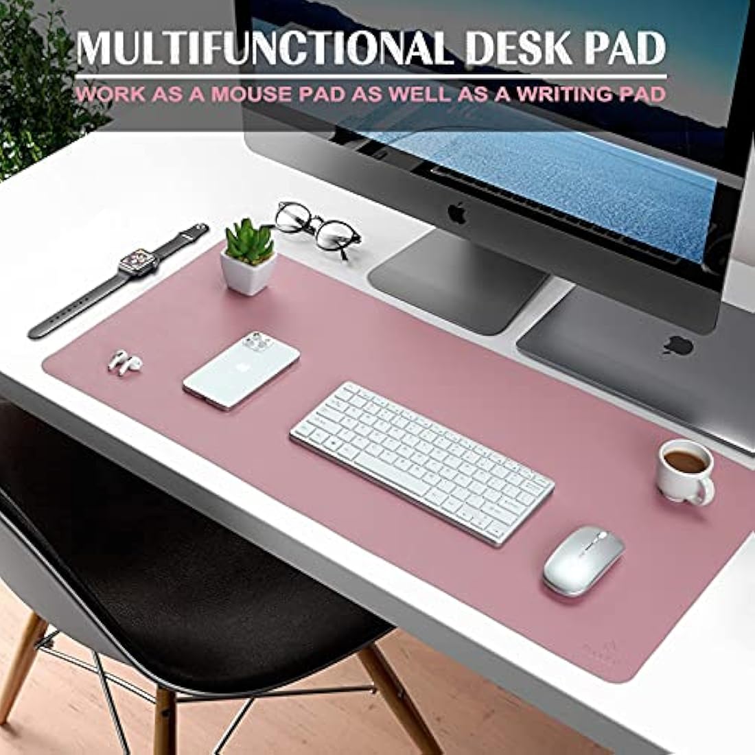 K KNODEL Small Office Leather Desk Mat, Mouse and Keyboard Pad, Computer and Laptop Mat, Desktop Protector and Cover, Writing Pad and Blotter (60x35cm, Purple)