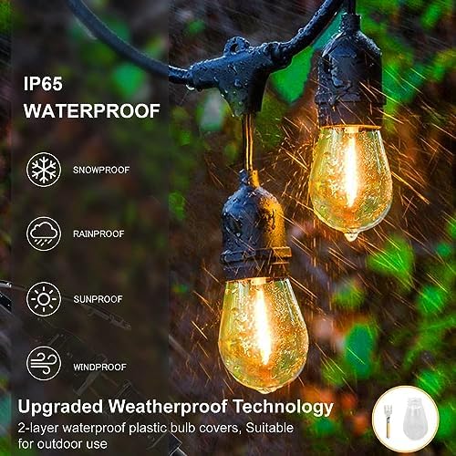 ZOTOYI 150FT S14 Outdoor String Lights Garden Lights Mains Powered Waterproof IP65 with 45+5 Plastic LED Bulbs, Warm White 2700K, Festoon Lights Outdoor for Outside Backyard Balcony Party Wedding