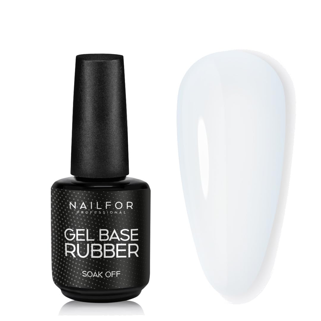 NAILFOR Transparent Rubber Base 15 ml - for semi-permanent nail polish reinforced with strong adhesion, long lasting, strengthens and protects the