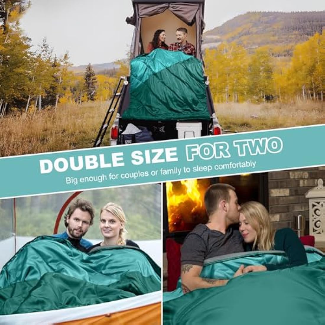 Mcota Double Sleeping Bag, 2 Person Queen Size Sleeping Bag for Adults Couples Family Camping Backpacking, XL Waterproof Lightweight for Cold Weather & Warm