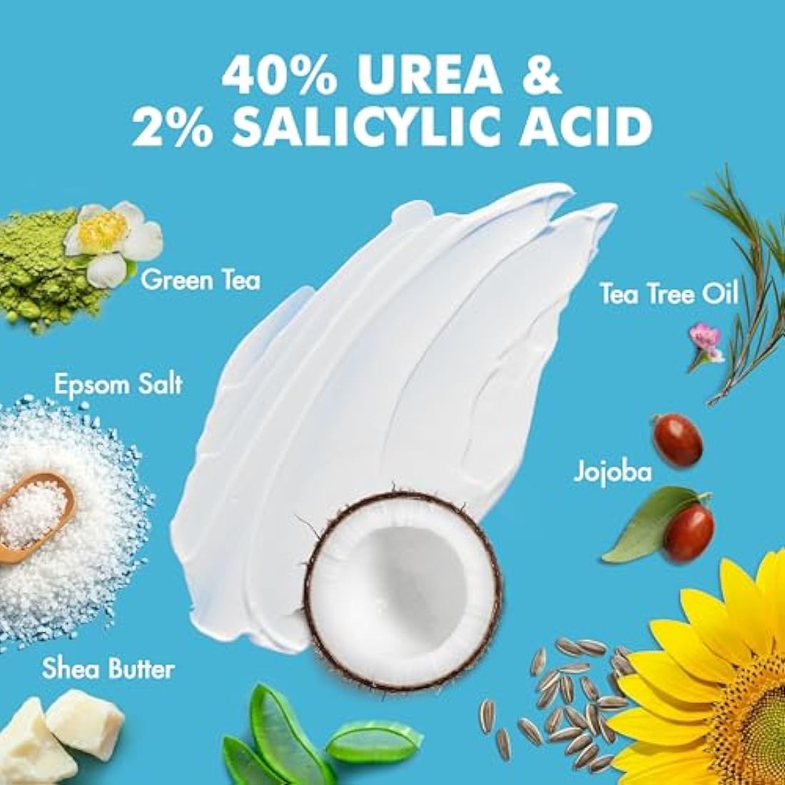 Urea Cream 40% Plus Salicylic Acid 4.6 oz, Callus Remover Hand Cream Foot Cream For Dry Cracked Feet, Hands, Heels, Elbows.
