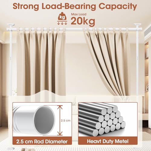 WELDUN Room Divider Curtain Rods, Floor Standing drapery rod, No Drill Damage Free Stand Alone Curtain Rods, Heavy Duty Vertical Tension Curtain