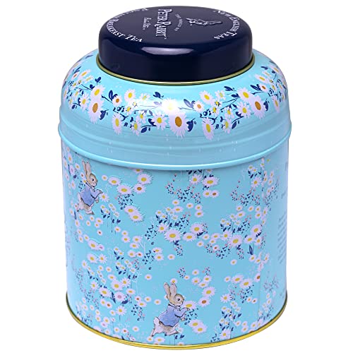 New English Teas Peter Rabbit Tea Caddy with 240 English Breakfast Tea Bags in Blue, Beatrix Potter