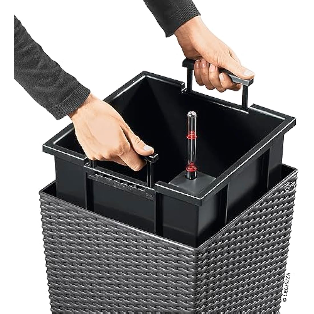 LECHUZA CUBICO Cottage 40 graphite black 15253