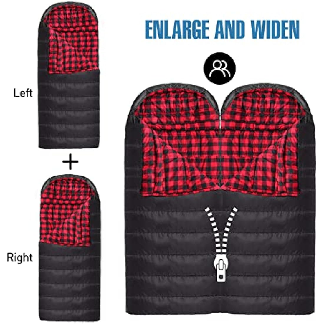 Keencamp Outdoor Sleeping Bag Ultralight 3-4 Seasons Blanket Sleeping Bag with Right Zip, Extended and Larger Sleeping Bag for Adults, Camping, Travel, Hunting, Other Outdoor Activities