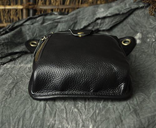 Le'aokuu Mens Genuine Leather Messenger Shoulder Bag Waist Bag Pack Drop Leg Bag Motorcycle 833