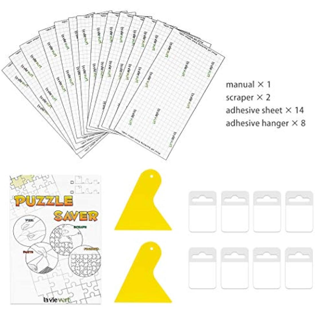 Lavievert Puzzle Saver Peel & Stick Adhesive Paper Jigsaw Puzzle Glue Best Way to Preserve Your Finished Puzzle - 14 Sheets