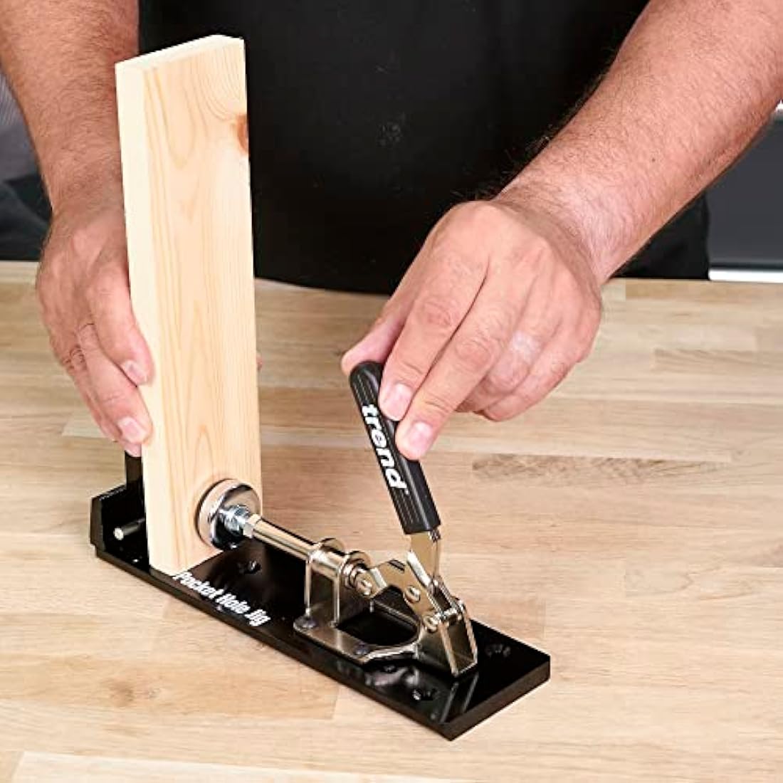 Trend Pocket Hole Jig Kit with Dual Column Jig, Face Clamp, HSS Drill Bit & Depth Setting Collar, 2 Square Bit Drives & 100 Pocket Hole Screws, PH/JIG