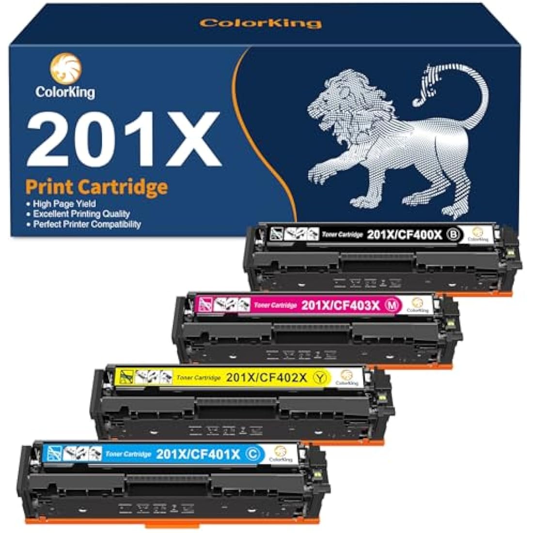 ColorKing Compatible for HP 201X 201A Toner Cartridges Replacement for HP LaserJet Pro M252dw Toner MFP M277n Toner M277dw M274n MFP M252n M277c6 CF400X CF400A CF401X (Black Cyan Yellow Magenta)