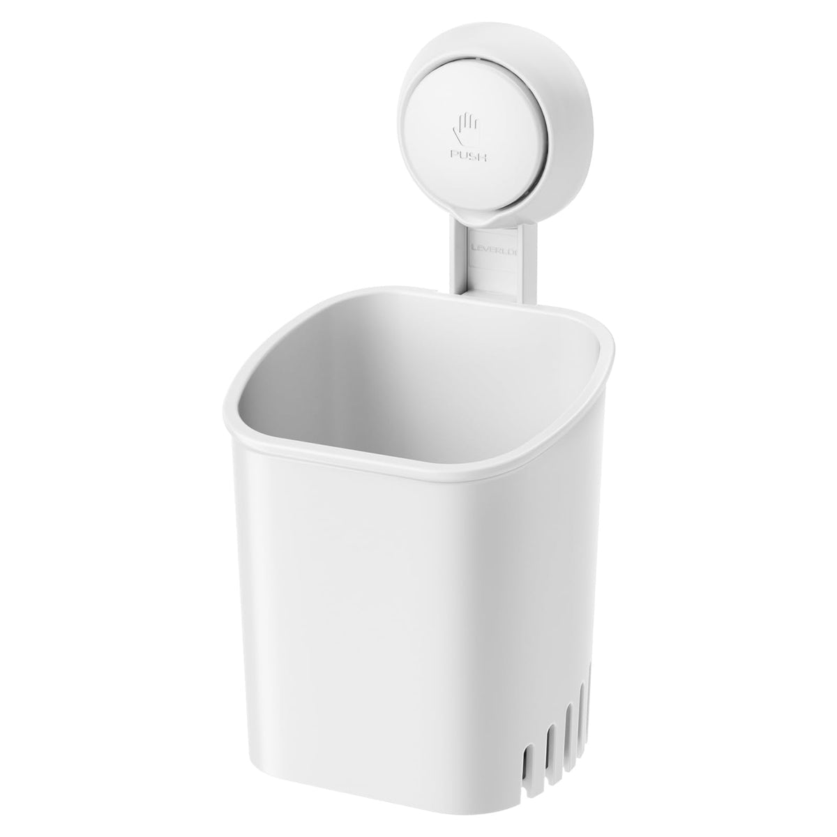 LEVERLOC Toothbrush Holder Suction Cup Toothbrush Organizer No Drilling Waterproof Wall Mounted Electric Toothbrush Holder for Toothpaste Razor Makeup
